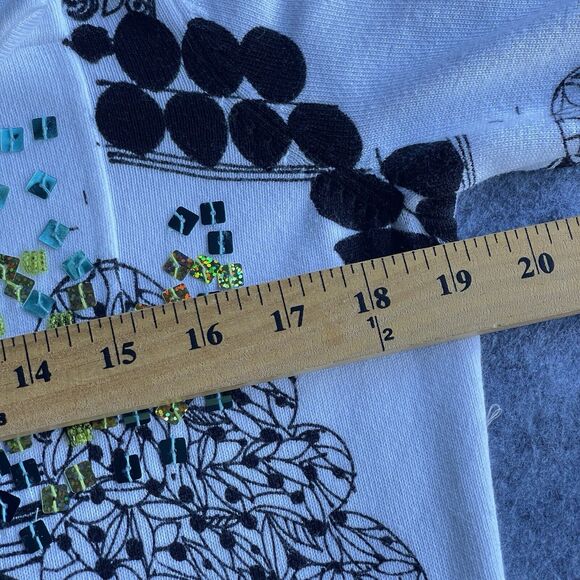 Vintage Sweater Womens Small Full Zip Beaded Short Sleeve Paris Vacation White - Picture 11 of 12